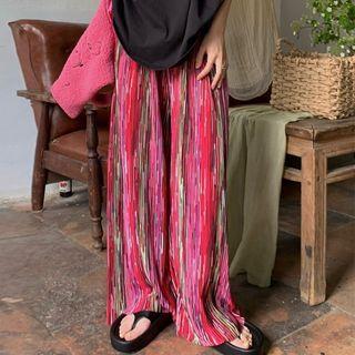 Striped Wide Leg Pants Pink - One Size