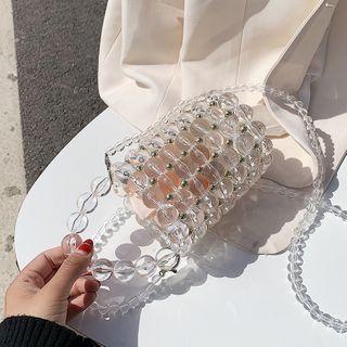 Beaded Cylinder Bucket Bag White - One Size