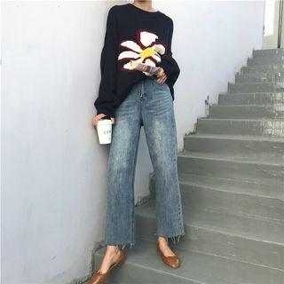 High-waist Loose-fit Cropped Straight Cut Jeans