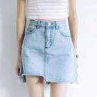 Fray Denim A-line Skirt