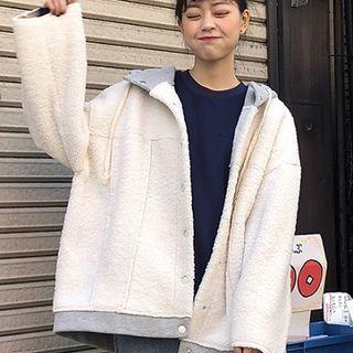 Color Block Fleece Hooded Jacket