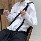 Long-sleeve Double Breasted Shirt Black - One Size