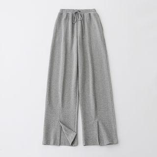 Slit High-waist Wide-leg Sweatpants