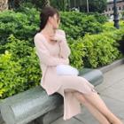 Set: Sleeveless Midi Knitted Dress + Open Front Knit Jacket