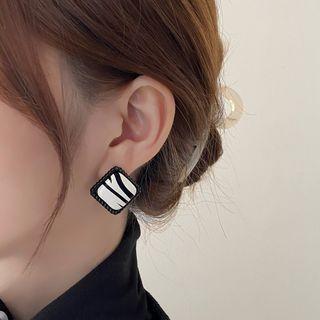 Zebra Print Square Alloy Earring