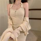 Halter-neck Bodycon Dress / Flared-cuff Jacket