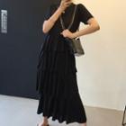 Short-sleeve Knit Tiered Dress