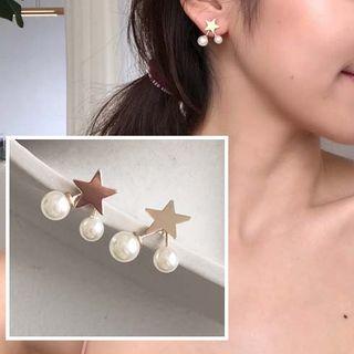 Alloy Star Faux Pearl Earring
