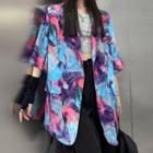 Short Sleeve Double Breasted Tie-dye Oversized Blazer