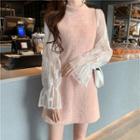 Mock Two-piece Long-sleeve Fleece Dress