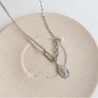Faux Pearl Pendant Necklace Ndxz002 - 1pc - Silver - One Size