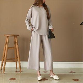 Boxy T-shirt & Wide Pants Loungewear Set Dark Brown - One Size