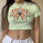 Butterfly Graphic Short Sleeve Crop T-shirt