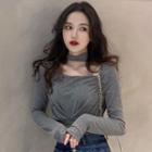 Long-sleeve Halter Square Neck Top