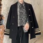 Embroidered Cuff Double-breasted Blazer