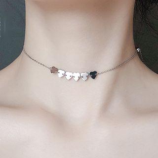 925 Sterling Silver Heart Choker 925 Sterling Silver Heart Choker - One Size