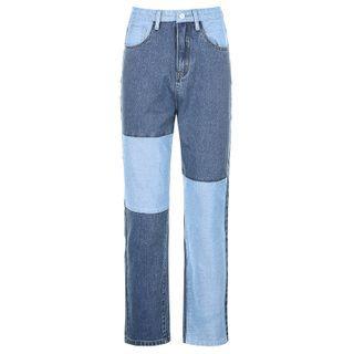 Straight-fit Color Block Jeans