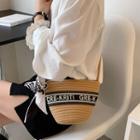 Straw Lettering Crossbody Bag Almond - One Size