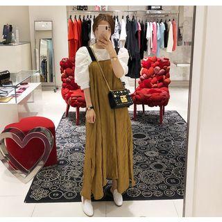 Tie-side Textured Maxi Pinafore Dress