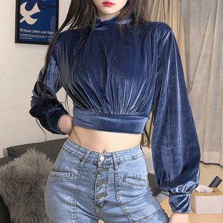 Velvet Mock-neck Sweatshirt