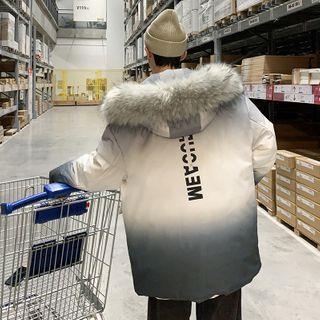 Furry Trim Hooded Zip-up Jacket