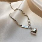 Heart Pendant Alloy Bracelet Sl0147 - Silver - One Size