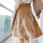 Pleuche A-line Midi Skirt