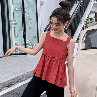 Square-neck Sleeveless Peplum Top