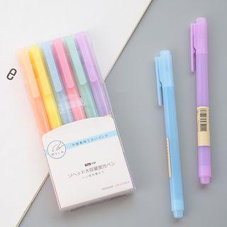 Set Of 6: Highlighter Set Of 6 - Orange & Yellow & Blue & Pink & Green & Purple - One Size