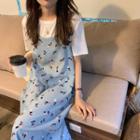 Short-sleeve T-shirt / Print Spaghetti-strap Dress