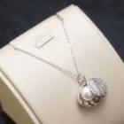 Rhinestone Shell Necklace Silver - One Size