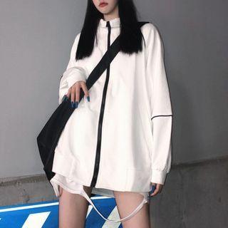 Contrast Lining Zip Jacket White - One Size