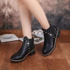 Studded Low Heel Ankle Boots