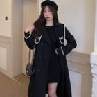 Long-sleeve Contrast Trim Bow-accent Double-breasted Short Trench Coat / Long Trench Coat