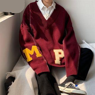 Letter Applique Oversize Sweater