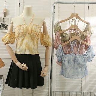 Ruched Printed Halter Top