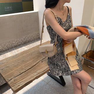 Zebra Print Spaghetti-strap Mini Dress