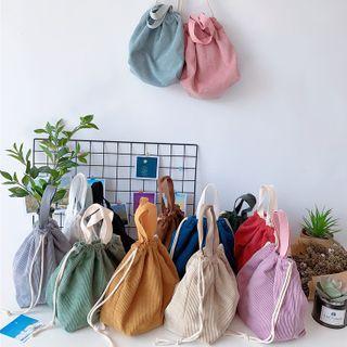 Drawstring Corduroy Tote Bag