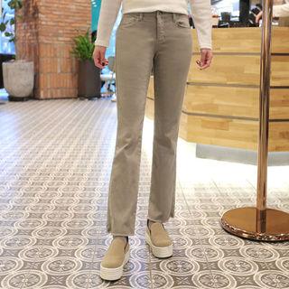 Hidden Band-waist Brushed-fleece Lined Straight-cut Pants
