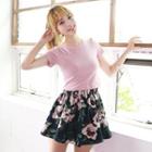 Floral Patterned Inset Shorts A-line Skirt