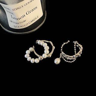 Faux Pearl Layered Alloy Open Ring (various Designs)