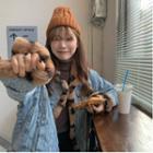 Leopard Faux-fur Loose-fit Denim Jacket As Figure - One Size
