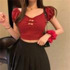Bow Detail Short-sleeve Crop Top