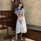 Plaid Short-sleeve Shirt / Crop Wide Leg Pants