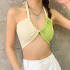 Two-tone Halter Cropped Camisole Top