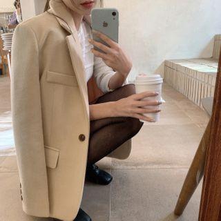 Single-button Wool Blend Blazer