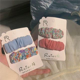Set Of 2: Plain / Faux Leather Fabric Hair Clip