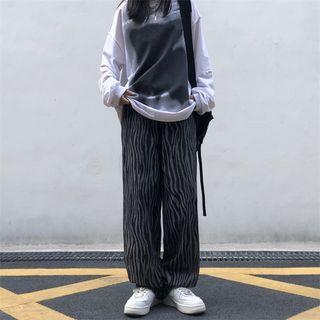 Mid Rise Zebra Print Wide Leg Jeans