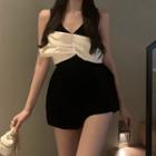 Sleeveless Contrast Bow Romper