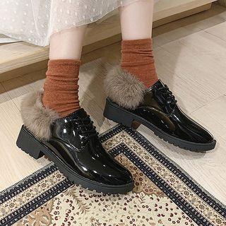 Furry-trim Lace-up Shoes
